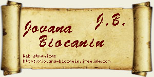 Jovana Biočanin vizit kartica